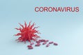 Covid-19 blue abstract background. Dangerous Coronavirus distribution model. Pandemic COVID-19. Close up. Copy space