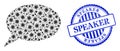 Scratched Speaker Stamp and Viral Forum Message Composition Icon