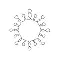 COVID-19 continuous one line symbol. Single virus pathogen isolated on white background. Corona virus sign concept hand-drawn