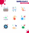 Corona virus 2019 and 2020 epidemic 9 Flat Color icon pack such as virus, dirty hands, soap, bacteria, medical