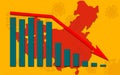 Covid-19 or Corona virus with graph in decline of the economy in China