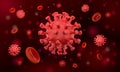 Covid-19 corona virus outbreak under the microscope, Floating pathogen respiratory influenza covid virus cells, Lung damage viru