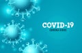 Covid-19 corona virus vector background. Covid-19 coronavirus text in blue background
