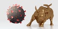 Covid-19 Corona Virus and wallstreet bull 3d illustration Royalty Free Stock Photo