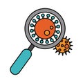 Covid 19 coronavirus, analysis virus microbiology, prevention spread outbreak disease pandemic flat style icon