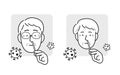 Covid antigen self-test with nasal swab- old man and woman black and white icon set