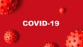 COVID-19 coronavirus banner, 3d illustration. COVID disease theme on red background. Deadly SARS-CoV-2 corona virus global Royalty Free Stock Photo