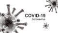 COVID-19 coronavirus banner, 3d illustration, pathogen germs and text isolated on white background. Novel SARS-CoV-2 corona virus Royalty Free Stock Photo