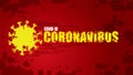 Covid-19 coronavirus banner with a single virus illustration, grunge coronavirus text & words of impact from coronavirus.