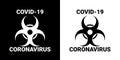 Covid-19 coronavirus, biohazard symbol on dark and light background. - Vector