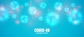 Covid-19 coronavirus blue banner with virus spread