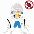 Covid-19 or Coronavirus concept. Belgian medical staff wearing mask in protective clothing and praying for against Covid-19 virus Royalty Free Stock Photo