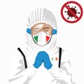 Covid-19 or Coronavirus concept. Italian medical staff wearing mask in protective clothing and praying for against Covid-19 virus