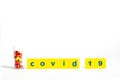 Covid-19 Coronavirus Concept - still object on white background, shallow depth of field Royalty Free Stock Photo