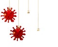 Covid-19 coronavirus covid covid 19 christmas xmas balls isolated hanging  for background  white  - 3d rendering Royalty Free Stock Photo