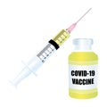 Covid-19 Coronavirus cure vaccine. English or american vector illustration.