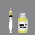 Covid-19 Coronavirus cure vaccine. French vector illustration. Royalty Free Stock Photo