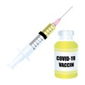 Covid-19 Coronavirus cure vaccine. French vector illustration. Royalty Free Stock Photo