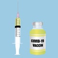 Covid-19 Coronavirus cure vaccine. French vector illustration.