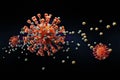 Covid-19 coronavirus, 3d background of bacteria, viruses, spores, particles,and dust in the air.with copy space Royalty Free Stock Photo
