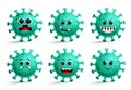 Coronavirus emoticon icon vector set. Coronavirus covid-19 smiley icon and emoji.