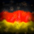 COVID-19 coronavirus epidemic in germany. Virus icons on abstract german flag background. COVID-19 coronavirus pandemic, pneumonia