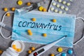 Covid-19 Coronavirus and the flu epidemic. Speculation and business on the vaccine and pills. Money and health, pandemic worldwide