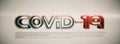 Covid - 19 coronavirus futuristic text banner, 3d render