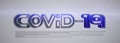 Covid - 19 coronavirus futuristic text banner, 3d render