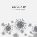 COVID-19 Coronavirus header design concept. Viruses on gray banner. Vector illustration.