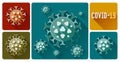 COVID-19 Coronavirus infection set of flat square icons Royalty Free Stock Photo