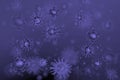 Covid-19 coronavirus model, purple, lilac background, concept of virus COVID-19, coronavirus, vaccination, 3d illustration, 3d