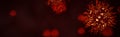 Covid19 Coronavirus 2019-nCov novel web banner, Abstract Coronaviruses 3d rendering. Covid-19 outbreak and influenza pandemic.