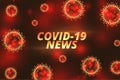 Covid-19 coronavirus news updates banner with floating virus