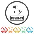 COVID-19 coronavirus outbreak in Italy ring icon, color set Royalty Free Stock Photo