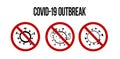 COVID-19 coronavirus outbreak, say no virus sign illustration, multiple version, prevetion illness banner on isolated white
