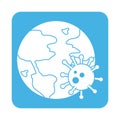 Covid 19 coronavirus pandemic disease world spread block style icon