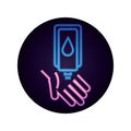 Covid 19 coronavirus pandemic hand sanitizer hygiene prevention neon style icon