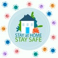 Covid 19, coronavirus protection, stay at home, self isolation campaign poster vector. Covid-19 Social distancing protect