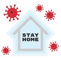 Covid-19 coronavirus quarantine campaign flat design. Stop coronavirus, keep calm & stay safe Royalty Free Stock Photo