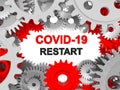 Covid-19 coronavirus restart gears for background - 3d rendering