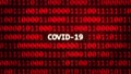 COVID-19, The Coronavirus scientific code text on random binary code red screen