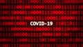 COVID-19, The Coronavirus scientific code text on random binary code red screen