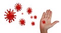 Covid 19 coronavirus stop fight protect hand - 3d rendering