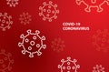 Covid-19 coronavirus with symbol danger sign on red background