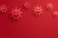 Covid-19 coronavirus with symbol danger sign on red background