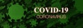 Covid-19 coronavirus text with droplet virus illustration airborne over green flulid background .danger disease cause for illness