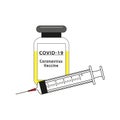 Covid-19 Coronavirus vaccine ampoul with empty injection syringe to fight the pandemic.Vector illustration Royalty Free Stock Photo