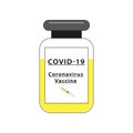 Covid-19 Coronavirus vaccine ampoul to fight the pandemic.Web icon. Flat vector illustration,isolated on white background