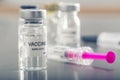 Covid-19 coronavirus vaccine in a ampoule with syringe ready for vaccination Royalty Free Stock Photo